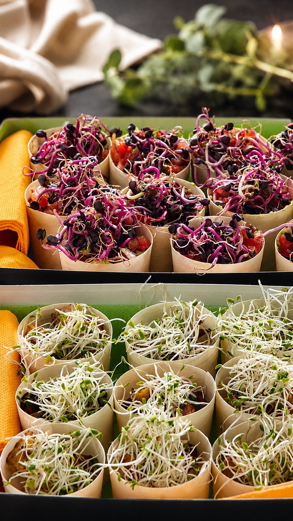 Mesa de catering con diferentes bocados